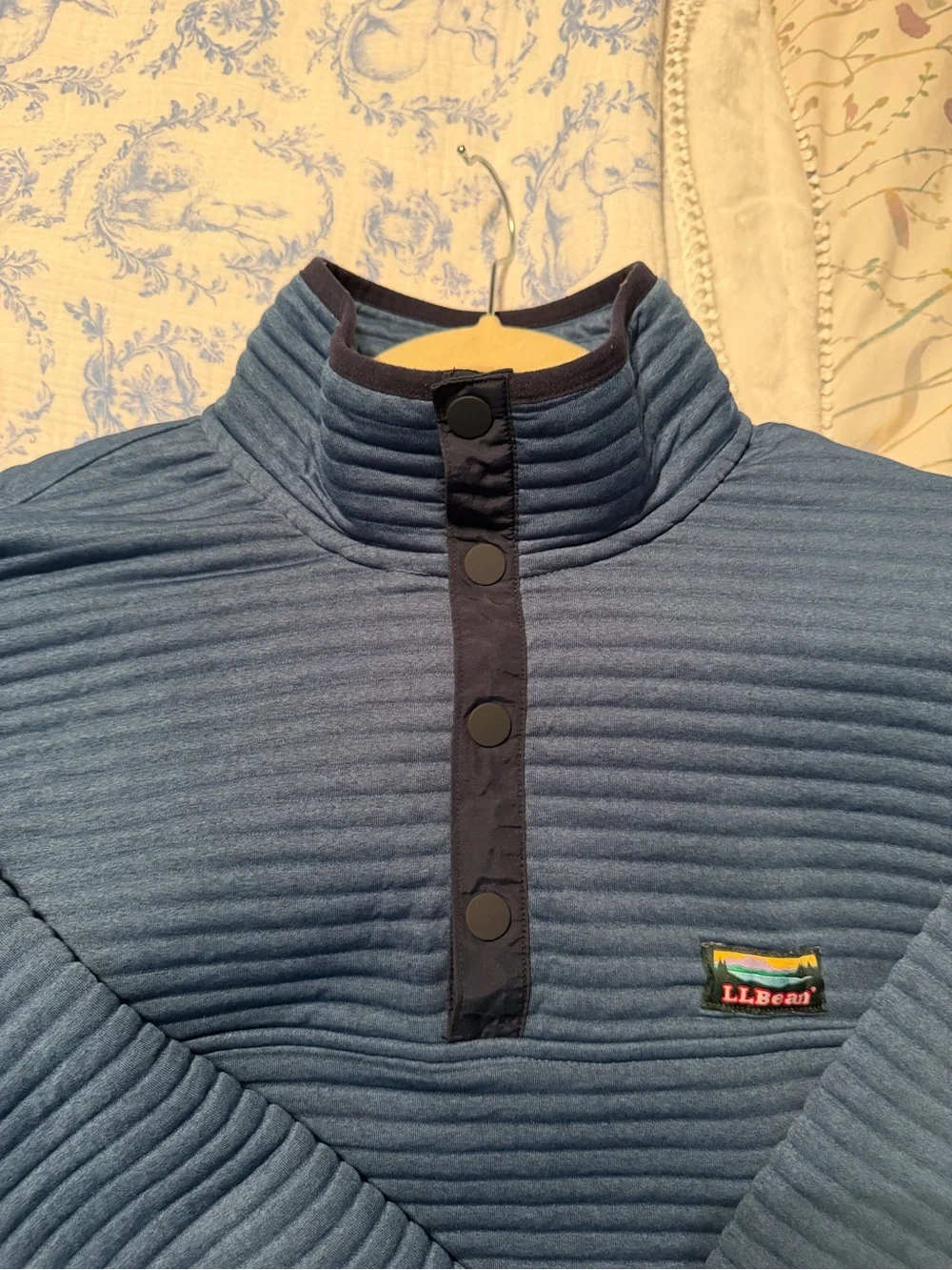 L.L. Bean Quilted Snap Mock-Neck Pullover Sweatshirt